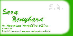 sara menyhard business card